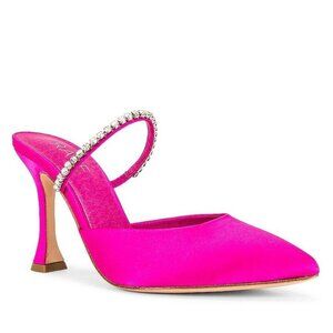 RAYE Jinxx Crystal High Heels in Pink 5.5 with Box Womens Satin Mules
